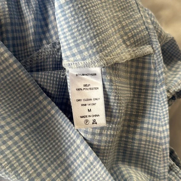 ASTR LIGHT BLUE AND WHITE GINGHAM TOP SIZE M MEDIUM - Picture 11 of 17
